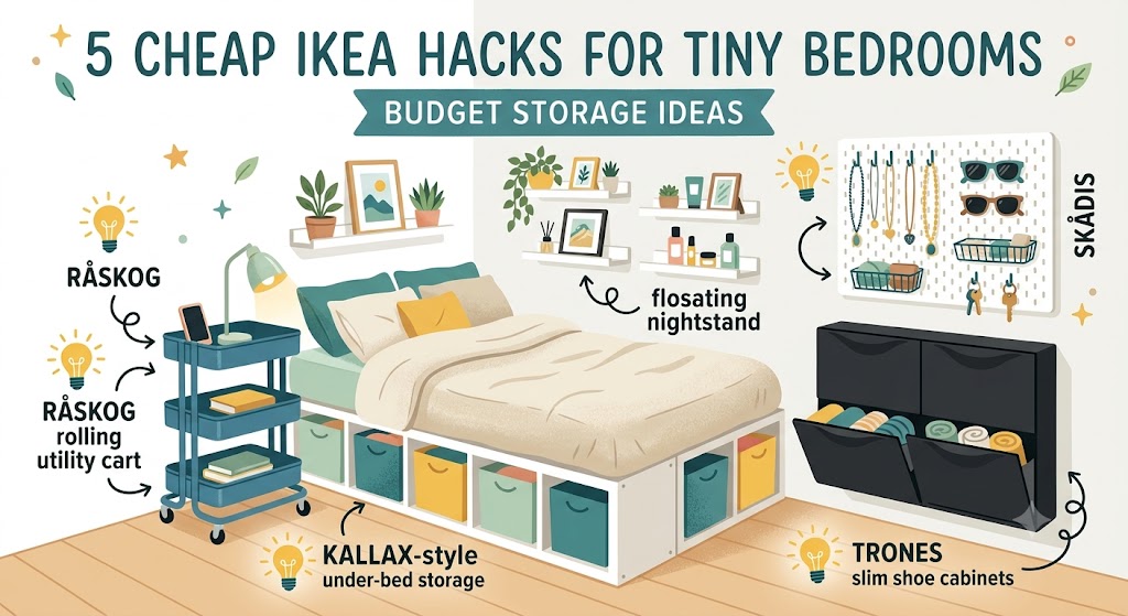 5 Cheap IKEA Hacks for Tiny Bedrooms (Budget Storage Ideas)